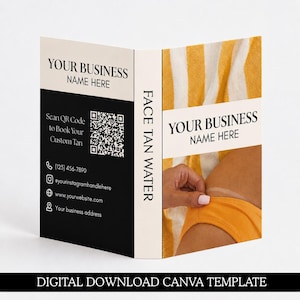 Face Tan Water Sample Card Template | Editable Canva Template | Digital Download for Customized Cosmetic Sample Cards | Branding Materials