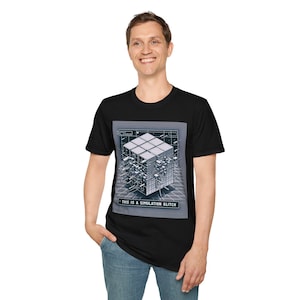 T-shirt met simulatieglitch, uniseks | Trippy esthetisch T-shirt | Matrix-glitchshirt | Vaporwave-stijl Cybercore | Y2K Techwear-top