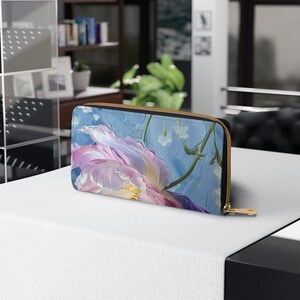 Cartera con cremallera para mujer, diseño floral, accesorio elegante, regalo de cumpleaños, regalo para ella