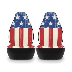 Car Seat Covers Patriotic Distressed Design, Universal Fit - Set of 2