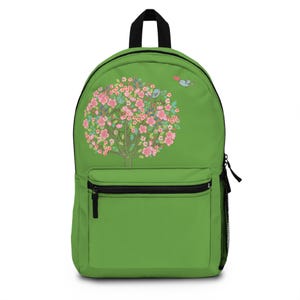 Sac à dos floral vert pour enfants, cartable pour tout-petits, joli cadeau d'anniversaire pour enfants, rentrée des classes, cadeau pour filles et garçons