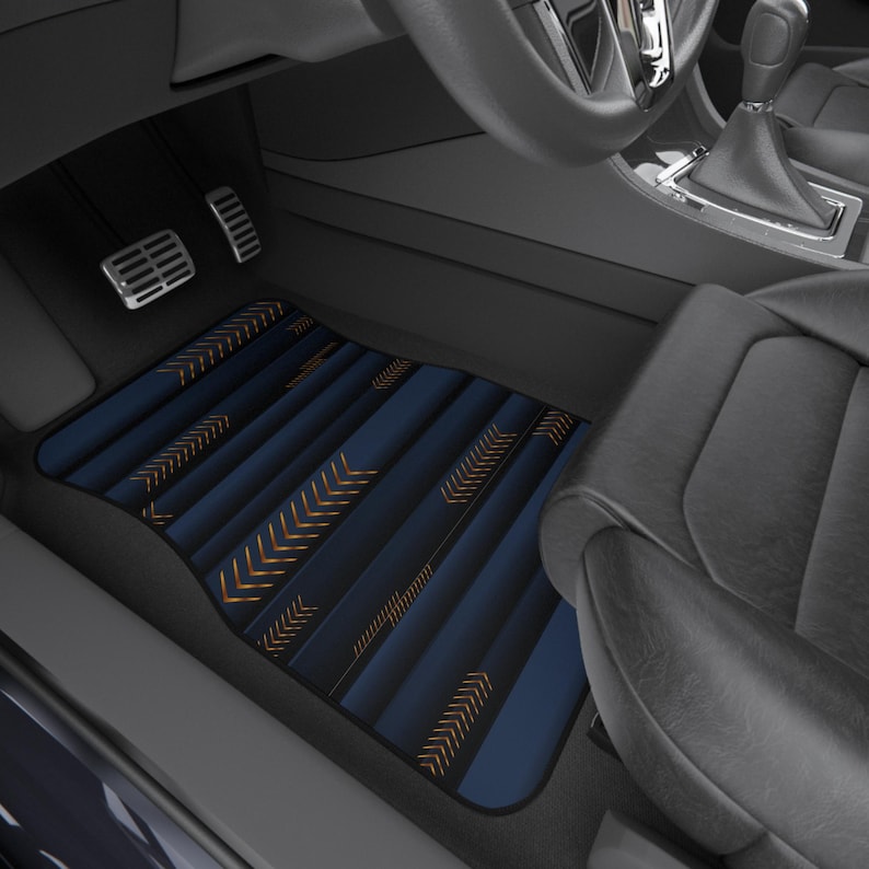 Abstract Blue Rose Gold Arrow Car Floor Mats Set | Modern Auto Accessories image 1