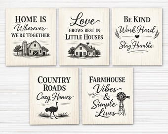 5 Piece Printable Art Set - Rustic Country Home