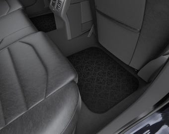 Black Floral Damask Rear Car Mats