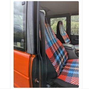 Universal Fit Set of 2 Autumn Plaid Car Seat Covers – Polyester Tartan Design