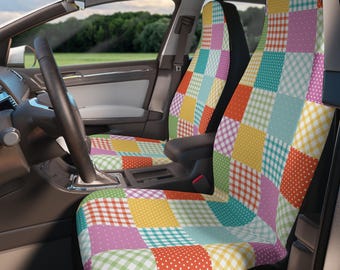 Patchwork Car Seat Covers - Universal Fit, Polyester Set