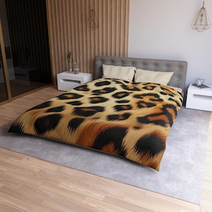 Housse de couette en microfibre à imprimé léopard : literie queen-size et king-size