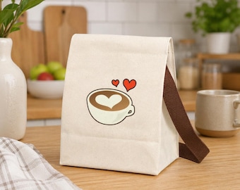 Torba na lunch z płótna Coffee Lover – ekologiczna torba do pracy i szkoły