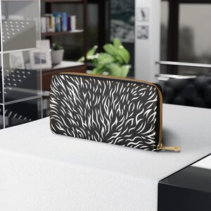 Brieftasche Frauen Reißverschluss Weiß Schwarz, schickes Accessoire, Geburtstagsgeschenk, Geschenk für Sie