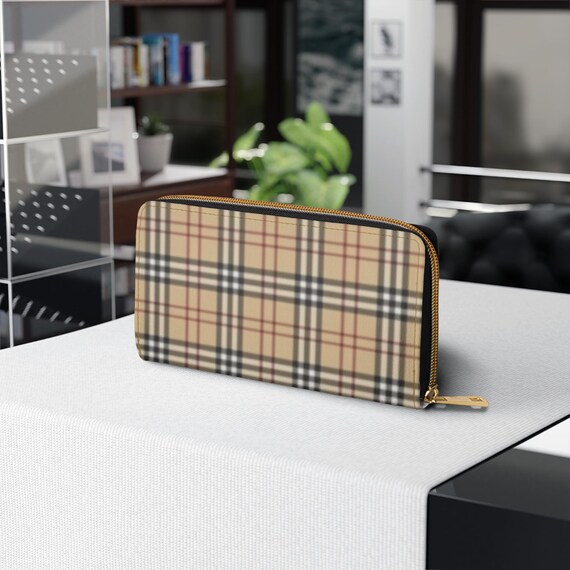 Plaid PU Leather Wallet for Women – Chic Zip Coin Purse | Gift for Mom