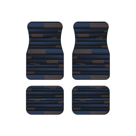 Abstract Blue Rose Gold Arrow Car Floor Mats Set | Modern Auto Accessories