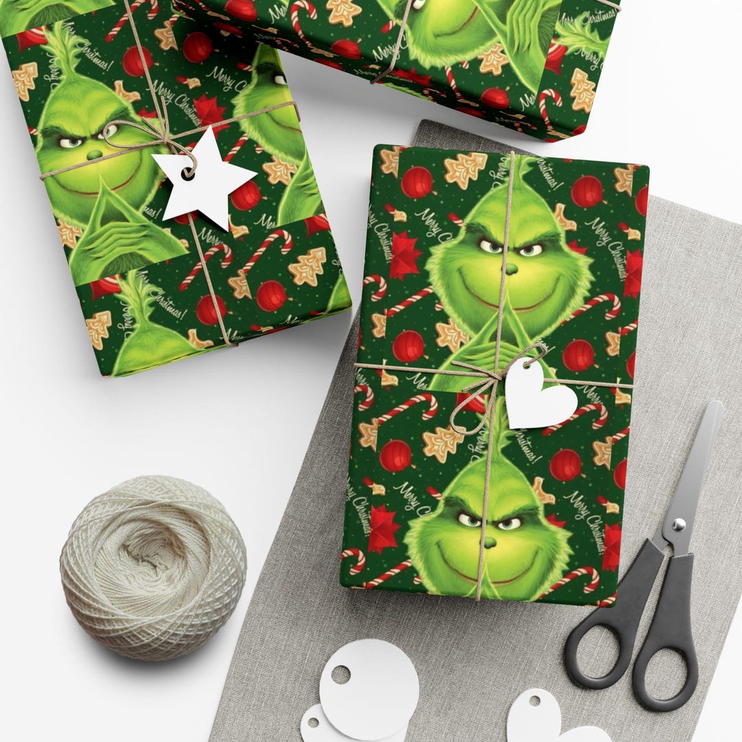 Grinch Gift Wrap Paper Set: Eco-friendly Satin or Matte Finish, Home ...