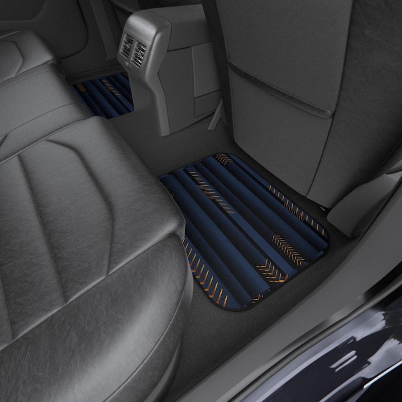 Abstract Blue Rose Gold Arrow Car Floor Mats Set | Modern Auto Accessories image 3