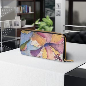 Portefeuille femme fermeture éclair floral printanier, accessoire chic, cadeau d'anniversaire, cadeau pour elle