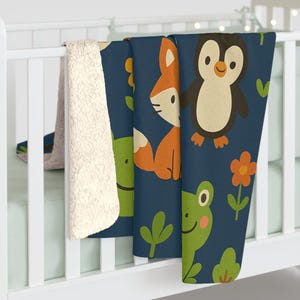 Sherpa Fleece Blanket Cute Animals | Warm  Winter Blanket, Kids Room Decor, 50x60 Inches