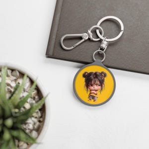 Sleutelhangerlabel schattig meisje cartoon, sleutelhangeraccessoire, verjaardagscadeau, cadeau voor haar, cadeau voor hem