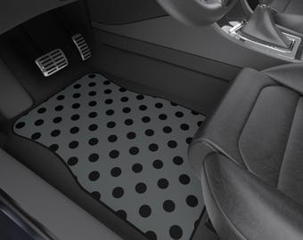 Polka Dot Car Mats, Polyester Anti-Slip Washable Front Floor Liners