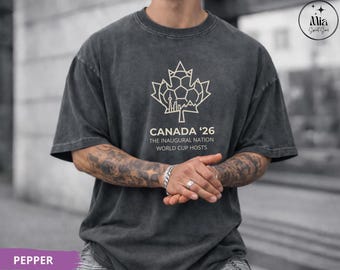 Minimalist Canada '26 Soccer Comfort Colors Shirt - Maple Leaf Hosts Tee - First Time Host Gift - Aesthetic Tournament Merch - World Cup '26