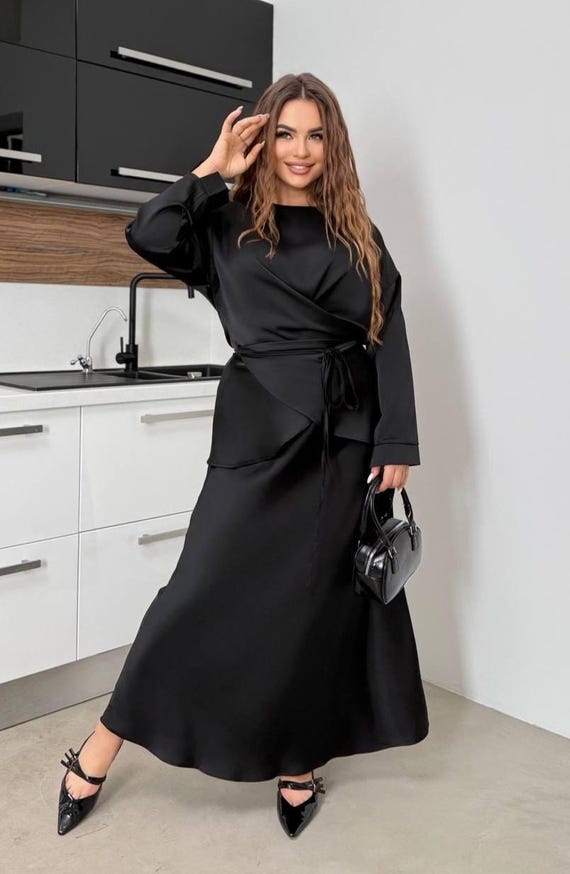 blue dress for baby girl BLAZER TWO PIECE MINI SKIRT SET IN BLACK main image 1