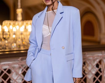 Two Piece Suit Set, Blazer And Pants Set, Women Tailored Suit, Office Suit With Blouse, Luxury Business Outfit, Chic Formal Set