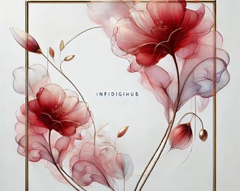 Clipart de flores abstractas / Paquete de PNG florales / PNG de flores de acuarela / Descarga digital para álbumes de recortes, invitaciones e impresiones