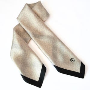 Silk satin scarf, minimalist timeless design, black and white