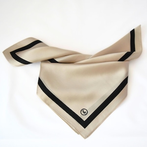 Silk satin scarf, minimalist timeless design, black and white
