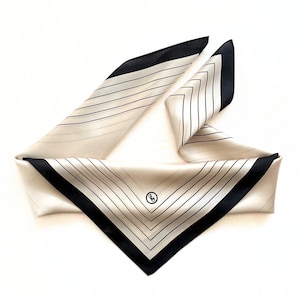 Silk satin scarf, minimalist timeless design, black and white