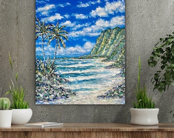 HAWAIIAN DREAMIN' Original Hawaiian Island 20”x16” Quality Textured Oil Painting by Oahu Hawaii Artist d.mcGeary