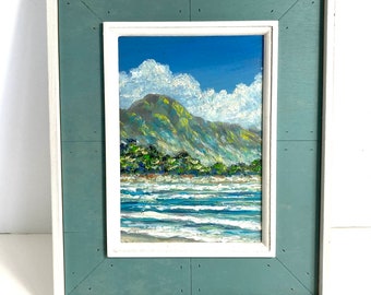 HALEIWA HAWAII BEACH Small Oil Painting, Hawaiian Island Artist, Free Shipping