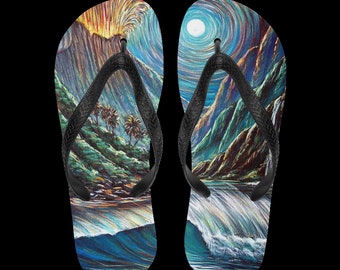 Flip-Flops Hawaii Slippers HAWAIIAN TROPICAL ART Print Essence of Hawaii Painting