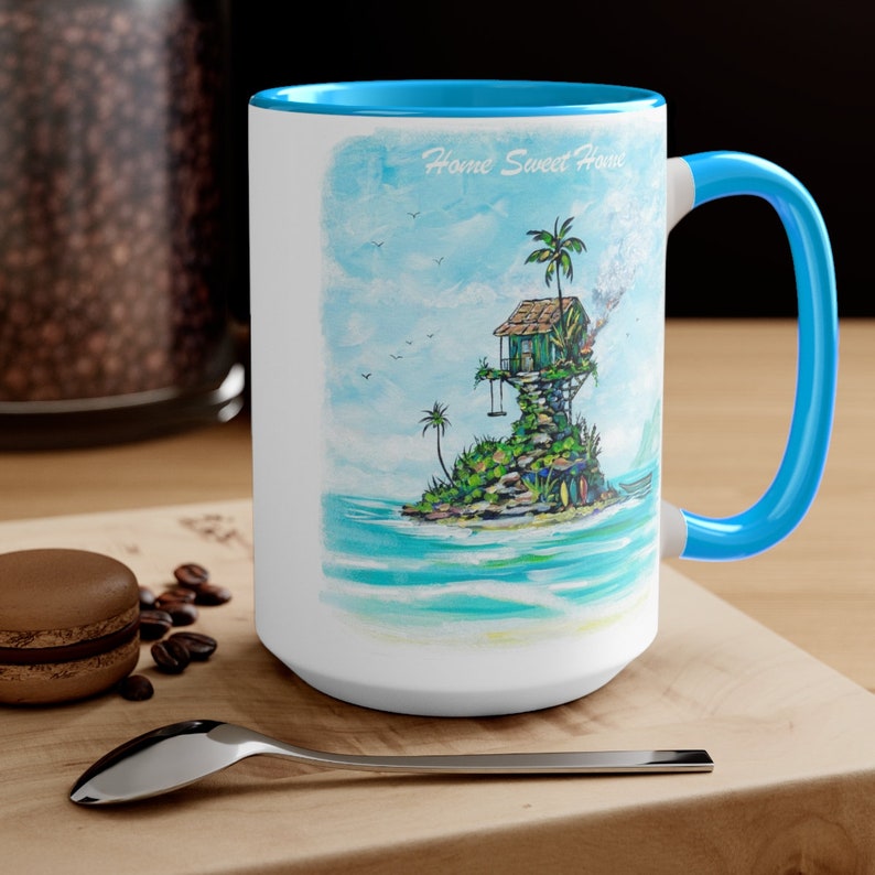 Coffee Mug 15oz, Surfers Beachcomber, beach house, SWEET HOME SWEET, Hawaiian style image 4