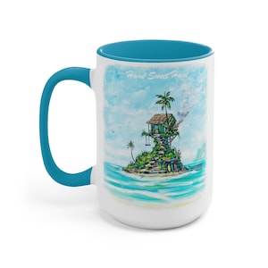 Coffee Mug 15oz, Surfers Beachcomber, beach house, SWEET HOME SWEET, Hawaiian style image 1