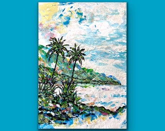 Small Hawaii Beach Painting - Expressionist Style - Collectible Artwork