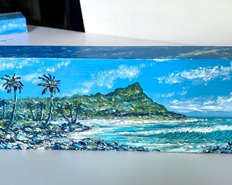 HAWAII Oil Painting Beautiful Diamond Head Beach Generously Textured by d. McGeary 2024 Meticulous Detail, Quality Materials, Collectible