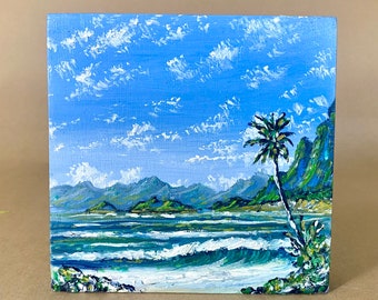 Small Tropical Hawaii Oil Painting / Windward Oahu / Meticulous Detail / Collectible Hawaiian Art