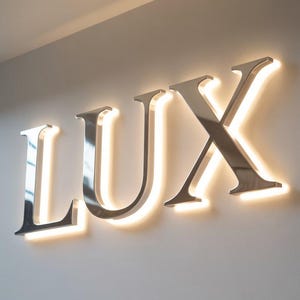 Personalized 3D Business Sign, Modern 3D Metal Backlit LED Logo Signage for Businesses, Custom Outdoor Office Sign, Illuminated Company Logo