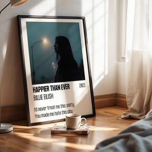 Happier Than Ever Billie Eilish Music Poster, Album Art Print, Wall Decor, Music Lover Gift, Home Decor, Billie Eilish Fan
