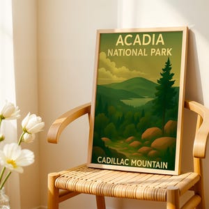 Cadillac Mountain Wall Art, Digital Poster, Printable Art, Acadia National Park Decor, Home Decor, Landscape Print