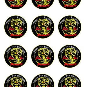 Cobra Kai CupCake Topper Digital Download | Customizable & Resizable | Karate-Themed Party Decoration