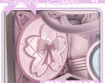 Sakura Ribbon Bow Fan Gitter V2/Lüfterabdeckung | 120, 140mm | Rosa, Weiß, Personalisiert
