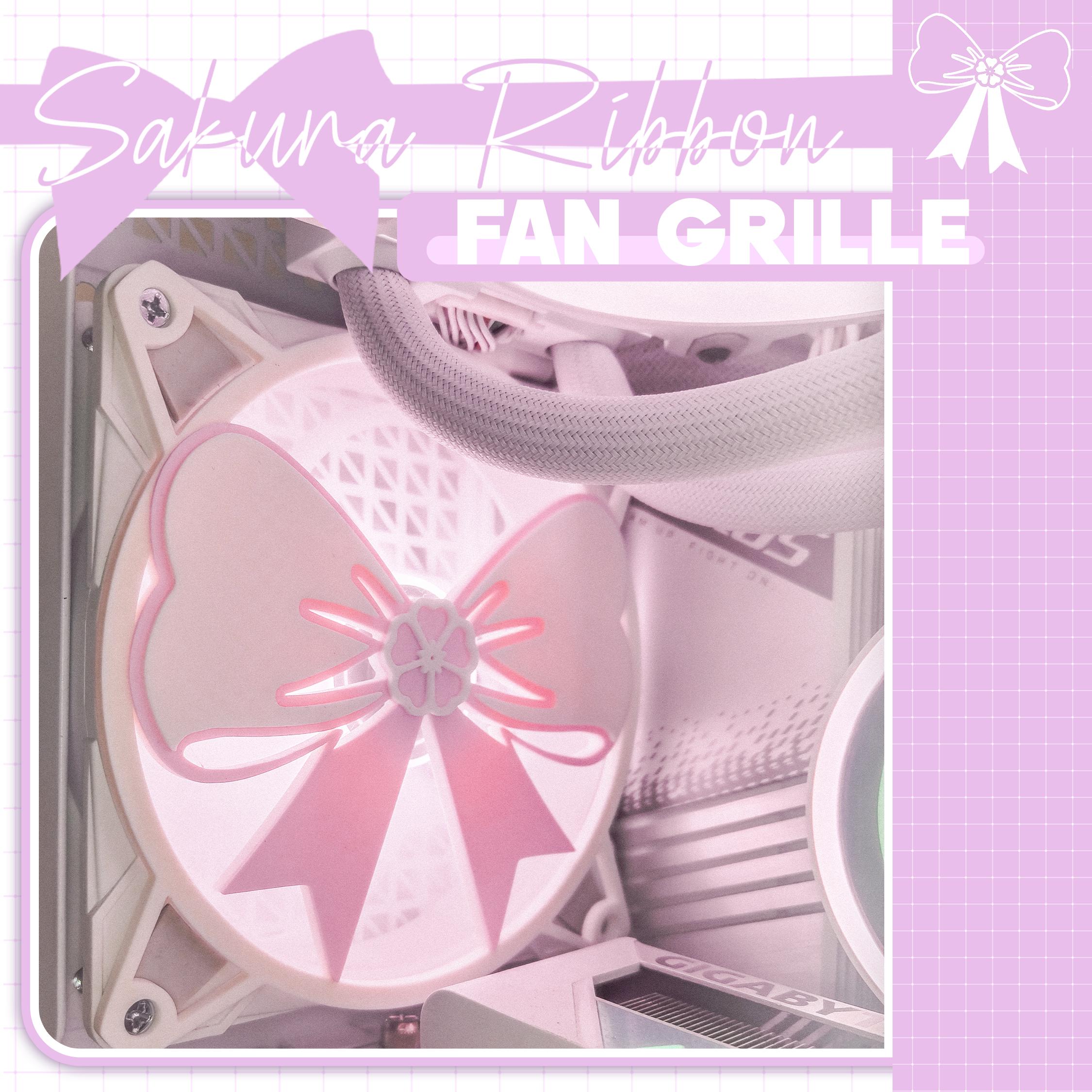 Magic Ribbons Fan Sakura Ribbon Bow Fan Grille / Fan Cover | 120, 140mm | Pink, White ...