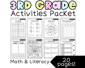 3rd Grade Early Finisher Activities Packet | Math & ELA Worksheets | Morning Work No Prep | Fast Finishers | Printable Centers | Homeschool