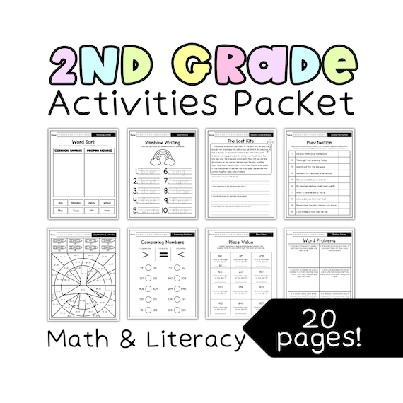 2nd Grade Early Finisher Packet | Math & Literacy Activities | No Prep Homeschool Worksheets