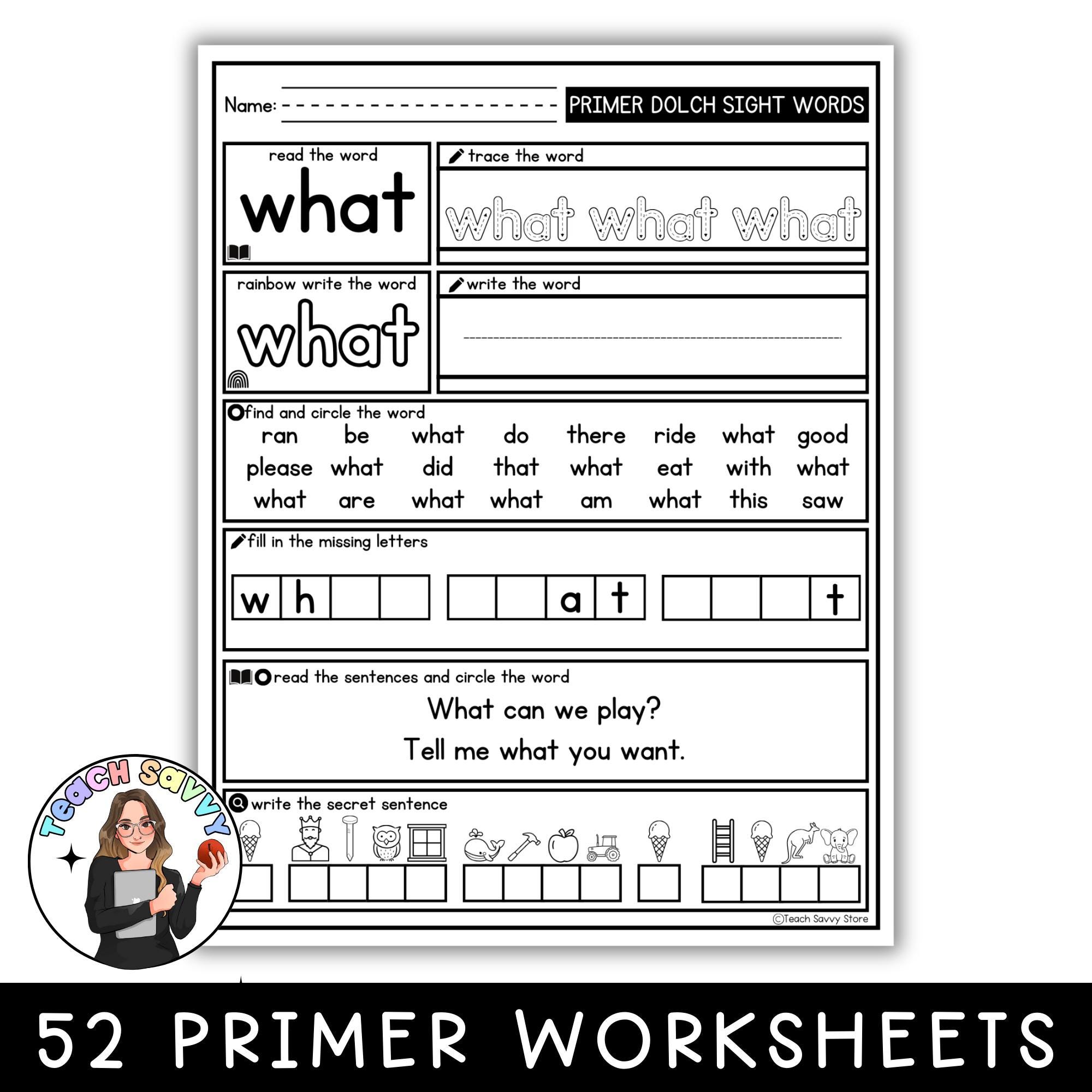 Kindergarten Dolch High-frequency Sight Words | Read & Write Practice ...