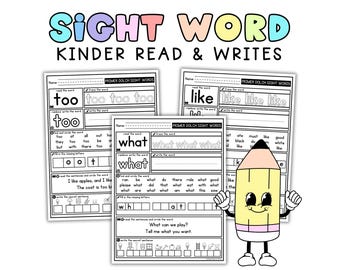 Kindergarten Dolch High-Frequency Sight Words | Read & Write Practice Homeschool Worksheets