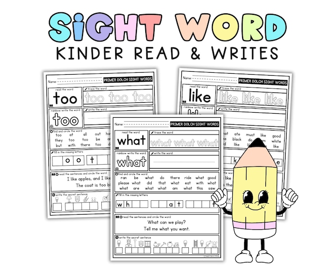 Kindergarten Dolch High-frequency Sight Words | Read & Write Practice ...
