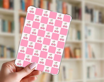 Inserto Kindle a scacchi con ciliegie: decorazione accogliente per eReader (download digitale)