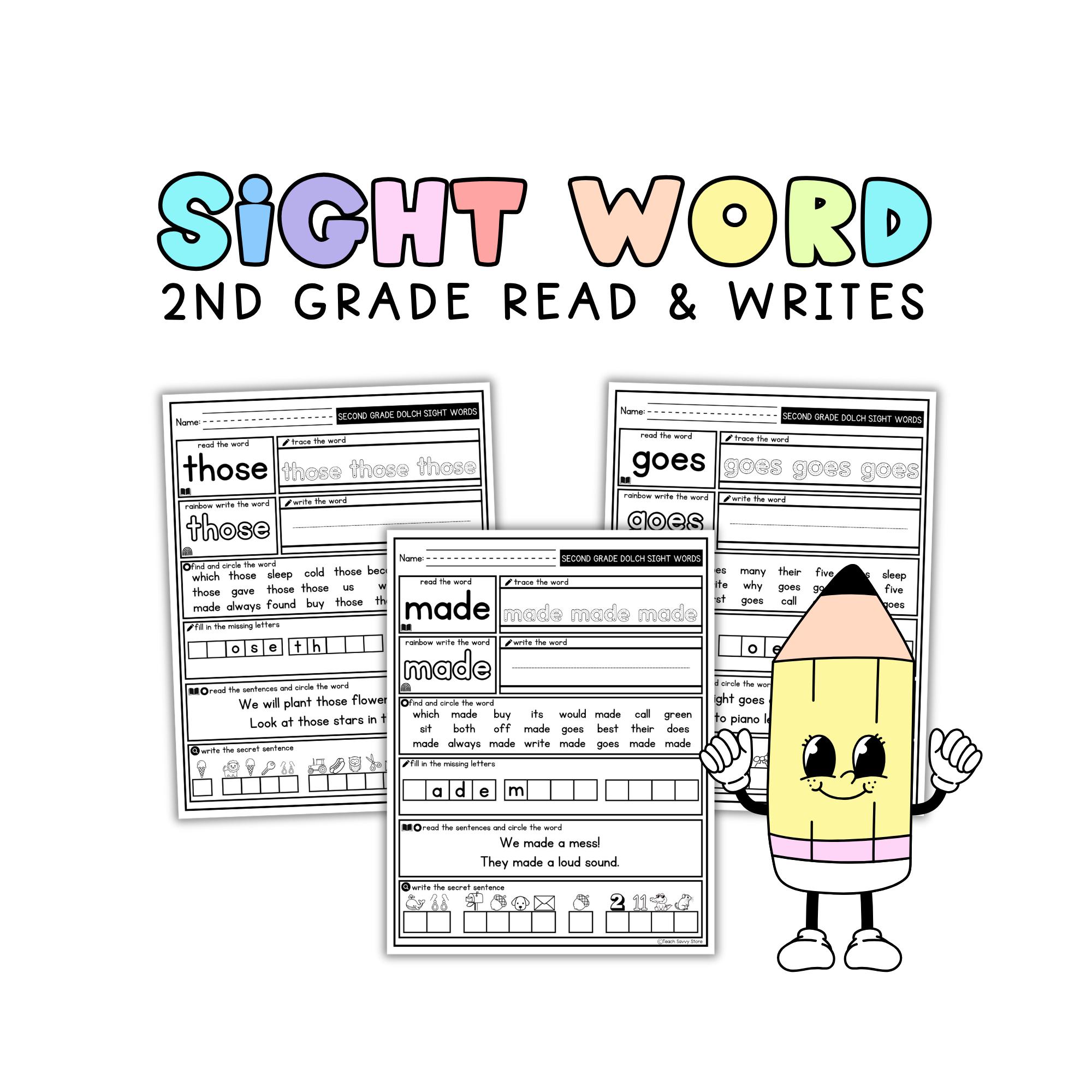 Second Grade Dolch High Frequency Sight Words | Read & Write Homeschool ...