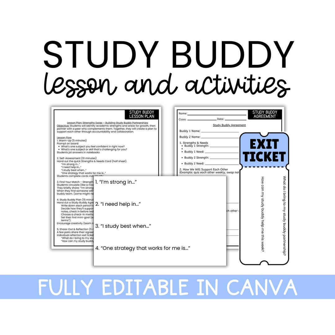 Editable Study Buddy Lesson Plan: AVID Study Skills Activity (canva ...